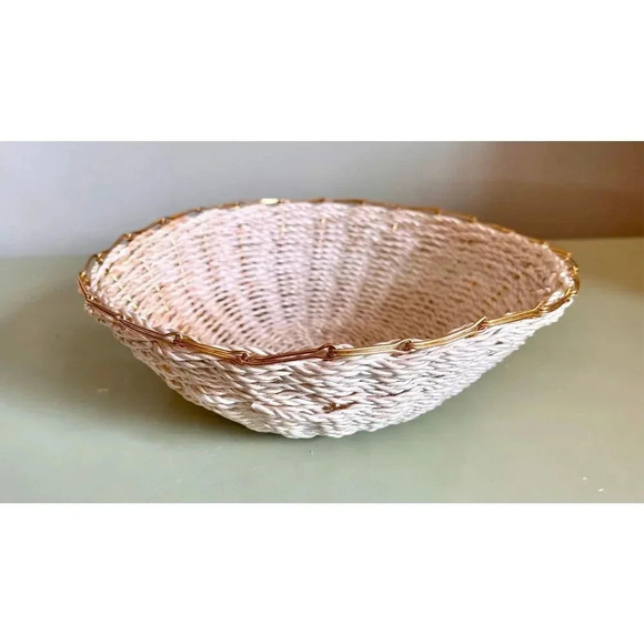 Traditional African Woven Basket Natural 10”x3.5” Decor Handmade - Picture 2 of 9